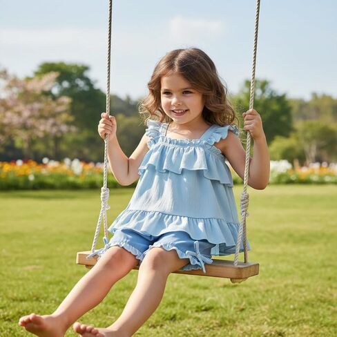 Toddler Girl Summer Outfit Sleeveless Top and Shorts 2pcs Set Baby Girl Ruffle Shirt clothes 12M-5T in Saudi Arabia