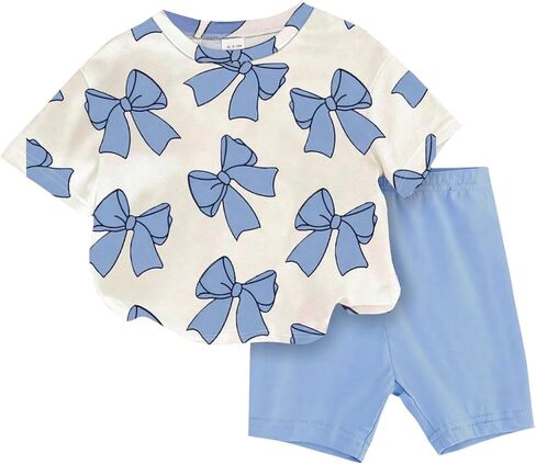 Infant Toddler Baby Girl Clothes Outfits,2 Pieces Cute Summer Short Sleeves T-Shirt Tops+Shorts Set 6M-3T in Kuwait