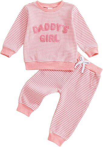 Tsultryofs Baby Girl Clothes Toddler Infant Fall Winter Outfit Letter Print Long Sleeve Pullover Tops and Stretch Pants Set in Saudi Arabia
