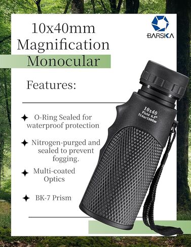 Blackhawk 10x40 Waterproof Monocular Compact Fogproof, Multi-Coated Optics, Slip-Resistant Grip- Birdwatching Birding, Hiking, Sports, Concerts Outdoor Use monoculars for Adults high Powered in Kuwait