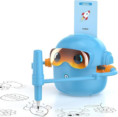 Drawing Robot for Kids, Interactive Educational Drawing Robot with 100 Word Cards, 12 Color Pens & Voice Interaction, Drawing Machine Present for 3 4 5 6 7 8 Year Old Boys Girls, Birthday Party in Kuwait