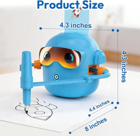 Drawing Robot for Kids, Interactive Educational Drawing Robot with 100 Word Cards, 12 Color Pens & Voice Interaction, Drawing Machine Present for 3 4 5 6 7 8 Year Old Boys Girls, Birthday Party in Kuwait