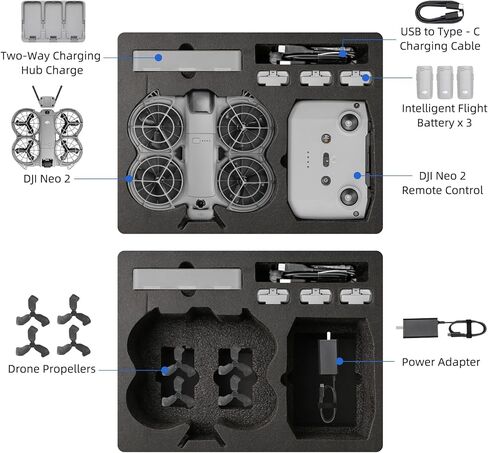 حافظة DJI NEO2، حافظة صلبة مضادة للماء ومقاومة للانفجار مع حزام كتف وملصقات عاكسة للضوء، حقيبة حمل خارجية لطائرة DJI NEO2 بدون طيار وملحقاتها، صندوق سفر صلب محمول in Kuwait