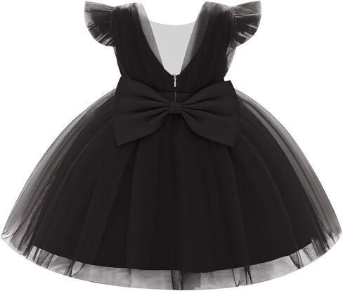 IDOPIP Birthday Dresses for Girls Toddler Ruffle Tulle Tutu Formal Wedding Party Flower Girl Dress Pageant Baby Bowknot Gown in Kuwait