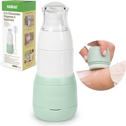 Haakaa Sunscreen Applicator for Kids, Refillable Sunscreen Dispenser with Soft Sponge Head, No-Mess Sunblock Brush for Face & Body, Beach & Pool Travel, 1.7 oz, 1 Sponge Base in Kuwait