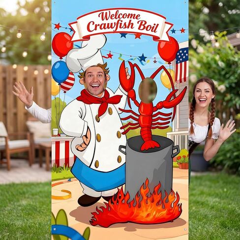 Baquler Crab Boil Party Photo Prop 6 x 3.6 ft Crab Party الديكور لوازم صورة شخصية خلفية الدعائم للعائلة هووسورمينغ عيد ميلاد زينة in Kuwait