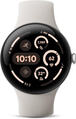 Google Pixel Watch 3 (41mm) 2024 Model Android Smartwatch, Heart Rate Tracking, Fitbit Advanced Running, Fitness Insights, 24-Hour Battery Polished Silver Aluminum Case Porcelain Band Wi-Fi (Renewed) in Saudi Arabia
