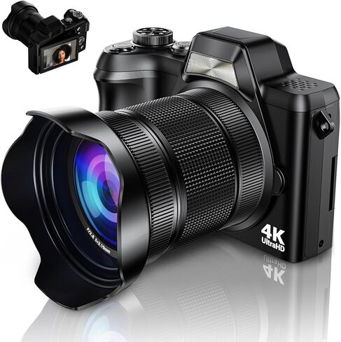 Digital Camera, FHD 4K Digital Point and Shoot Camera with 16X Zoom Anti Shake, 48MP Compact Small Camera with 32GB Card for Boys Girls Kids in Kuwait
