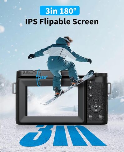 FLATIC 6K Digital Camera, 75MP Cameras for Photography with 8X Optical Zoom & Tripod, Anti-Shake Vlogging Camera with 3" 180° Flip Screen, 64GB Card, Card Reader, Vlog Cameras for Youtubers in Kuwait