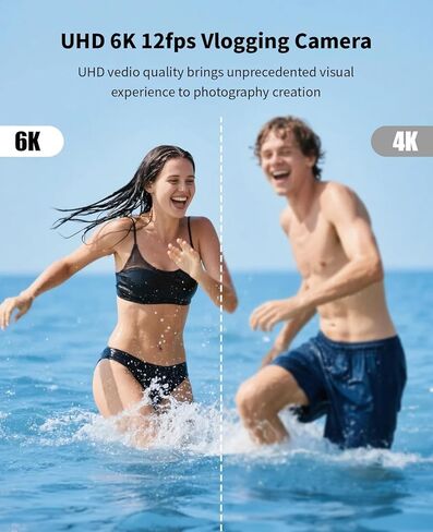 FLATIC 6K Digital Camera, 75MP Cameras for Photography with 8X Optical Zoom & Tripod, Anti-Shake Vlogging Camera with 3" 180° Flip Screen, 64GB Card, Card Reader, Vlog Cameras for Youtubers in Kuwait