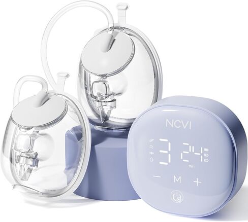 NCVI Wearable Breast Pump, 2 in 1 Hands-Free Breast Pump with 4 Modes 9 Levels, Hospital-Grade Materal, BPA Free, Low Noise Portable Electric Breastfeeding Pump with 21/24mm Flange for Mom in Kuwait