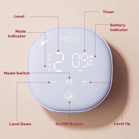 NCVI Wearable Breast Pump, 2 in 1 Hands-Free Breast Pump with 4 Modes 9 Levels, Hospital-Grade Materal, BPA Free, Low Noise Portable Electric Breastfeeding Pump with 21/24mm Flange for Mom in Kuwait
