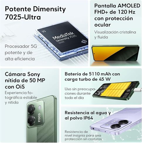 Poco M7 Pro 5G (256GB + 8GB) (for Tmobile Mint Tello & Global) 50MP Dual Sony Camera 6.67" 120Hz Octa Core Unlocked Dual Sim Model 2409FPCC4G Liberado (Purple) in Saudi Arabia