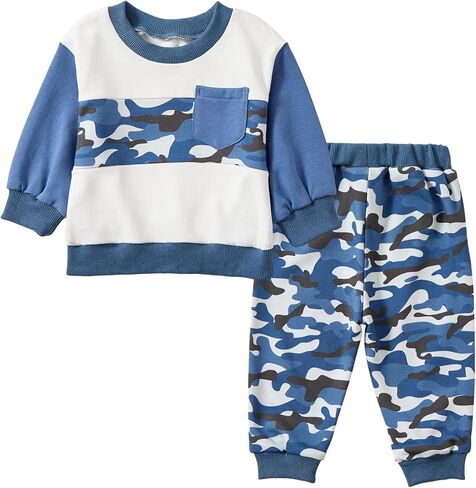 Toddler Baby Camo Camouflage Long Sleeve Sweatshirt Top Jogger Pants Set Cute Fall Winter Clothes Set in Saudi Arabia