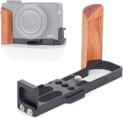 L-Shape Bracket Wooden Hand Grip for Canon G7X III /G7X II, Arca-Swiss Quick Release Plate with Cold Shoe & Battery Door Access (Black) in Kuwait
