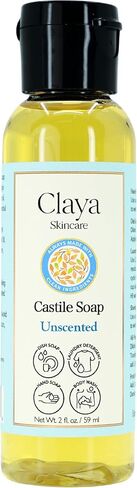 Claya Unscented Liquid Castile Soap – Organic Ingredients, Biodegradable, Gentle for Sensitive Skin and Versatile Use (Travel Size 2 fl oz) in Kuwait
