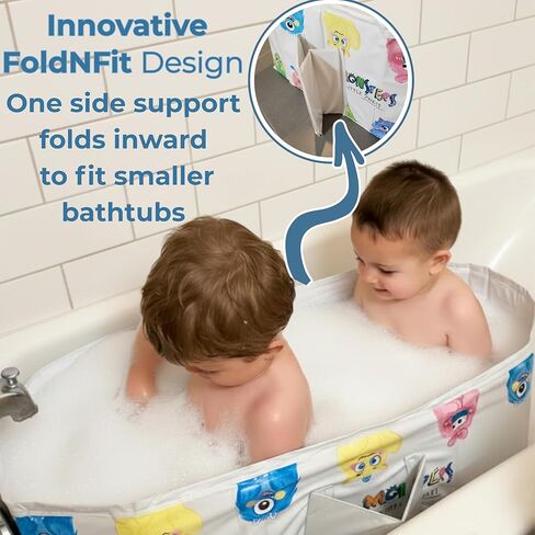 OhSoBig Collapsible Toddler Baby Bathtub - Foldable Portable Tub for Shower & Home, Non-Slip Base with Cushioned Bottom, Drain Plug, Space-Saving & Travel Bath Tub in Saudi Arabia