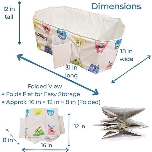 OhSoBig Collapsible Toddler Baby Bathtub - Foldable Portable Tub for Shower & Home, Non-Slip Base with Cushioned Bottom, Drain Plug, Space-Saving & Travel Bath Tub in Saudi Arabia