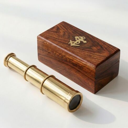 Spyglass للديكور العتيق، تلسكوب قرصان مع حقيبة جلدية، تلسكوب محمول لعشاق المغامرة، ديكور بحري أحادي العين للهدايا والمسافرين، 6 بوصات in Kuwait