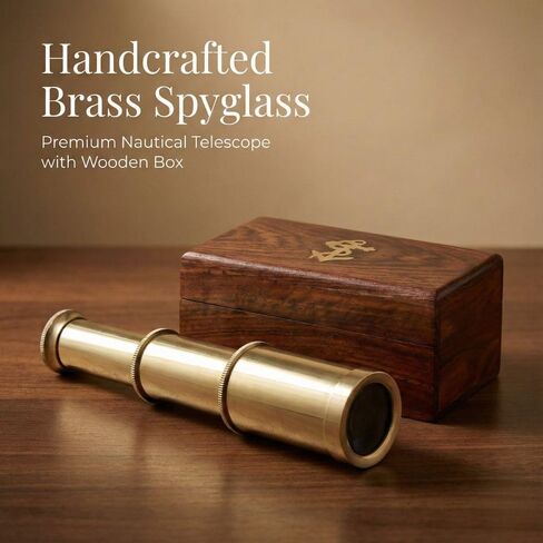 Spyglass للديكور العتيق، تلسكوب قرصان مع حقيبة جلدية، تلسكوب محمول لعشاق المغامرة، ديكور بحري أحادي العين للهدايا والمسافرين، 6 بوصات in Kuwait