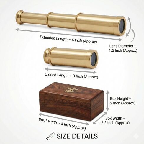 Spyglass للديكور العتيق، تلسكوب قرصان مع حقيبة جلدية، تلسكوب محمول لعشاق المغامرة، ديكور بحري أحادي العين للهدايا والمسافرين، 6 بوصات in Kuwait