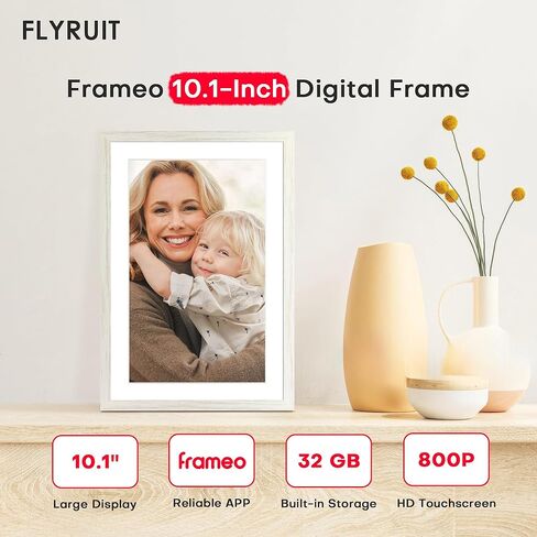 Frameo 10.1" Digital Picture Frame WiFi 32GB, Gifts for Mom, Housewarming | 1280*800 IPS HD Touchscreen, Instant Share Pictures Video, Auto-Rotate, Wall Mountable Electronic Photo Frame, House Warming in Saudi Arabia