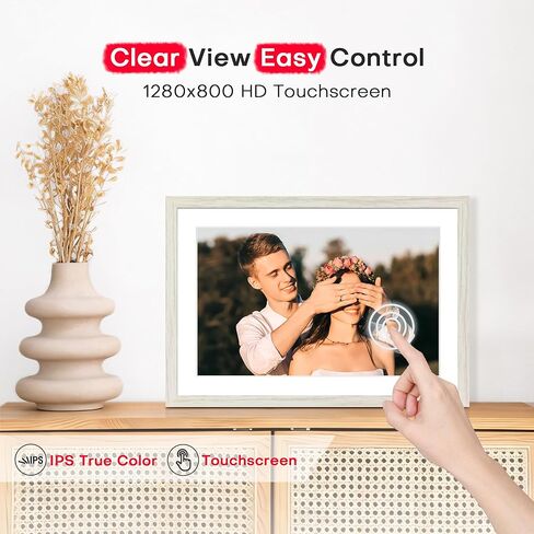 Frameo 10.1" Digital Picture Frame WiFi 32GB, Gifts for Mom, Housewarming | 1280*800 IPS HD Touchscreen, Instant Share Pictures Video, Auto-Rotate, Wall Mountable Electronic Photo Frame, House Warming in Saudi Arabia