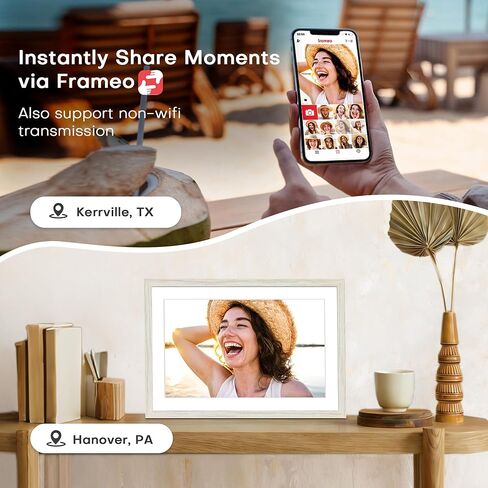 Frameo 10.1" Digital Picture Frame WiFi 32GB, Gifts for Mom, Housewarming | 1280*800 IPS HD Touchscreen, Instant Share Pictures Video, Auto-Rotate, Wall Mountable Electronic Photo Frame, House Warming in Saudi Arabia