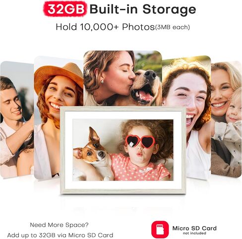 Frameo 10.1" Digital Picture Frame WiFi 32GB, Gifts for Mom, Housewarming | 1280*800 IPS HD Touchscreen, Instant Share Pictures Video, Auto-Rotate, Wall Mountable Electronic Photo Frame, House Warming in Saudi Arabia