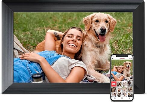 Frameo 10.1" Digital Picture Frame WiFi 32GB, Gifts for Mom, Housewarming | 1280*800 IPS HD Touchscreen, Instant Share Pictures Video, Auto-Rotate, Wall Mountable Electronic Photo Frame, House Warming in Saudi Arabia
