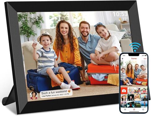 32GB FRAMEO 10.1 Inch Smart WiFi Digital Photo Frame 1280x800 IPS LCD Touch Screen, Auto-Rotate Portrait and Landscape, Built in 32GB Memory, Share Moments Instantly via Frameo App from Anywhere in Kuwait