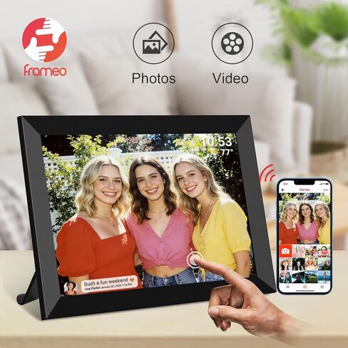 32GB FRAMEO 10.1 Inch Smart WiFi Digital Photo Frame 1280x800 IPS LCD Touch Screen, Auto-Rotate Portrait and Landscape, Built in 32GB Memory, Share Moments Instantly via Frameo App from Anywhere in Kuwait