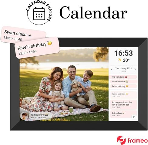 32GB FRAMEO 10.1 Inch Smart WiFi Digital Photo Frame 1280x800 IPS LCD Touch Screen, Auto-Rotate Portrait and Landscape, Built in 32GB Memory, Share Moments Instantly via Frameo App from Anywhere in Kuwait