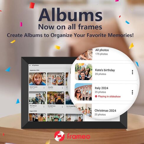 32GB FRAMEO 10.1 Inch Smart WiFi Digital Photo Frame 1280x800 IPS LCD Touch Screen, Auto-Rotate Portrait and Landscape, Built in 32GB Memory, Share Moments Instantly via Frameo App from Anywhere in Kuwait