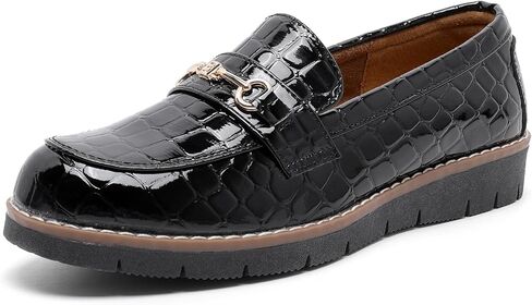Women's Round Toe Platform Chunky Heeled Loafers Womens Business Casual Shoes in Saudi Arabia
