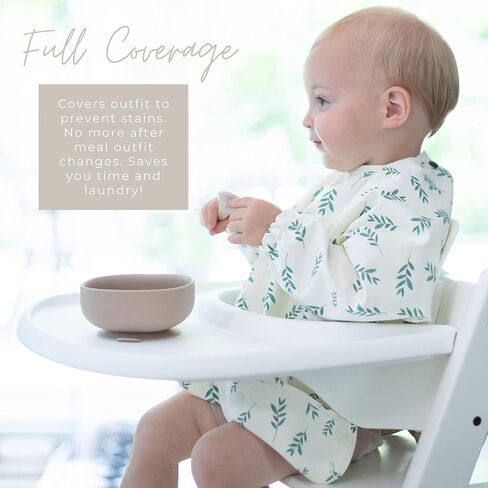 مريلة أطفال بأكمام طويلة من Little Keegs - مريلة طعام للأطفال الصغار مقاومة للماء يمكن ارتداؤها مريلة بأكمام كاملة in Kuwait