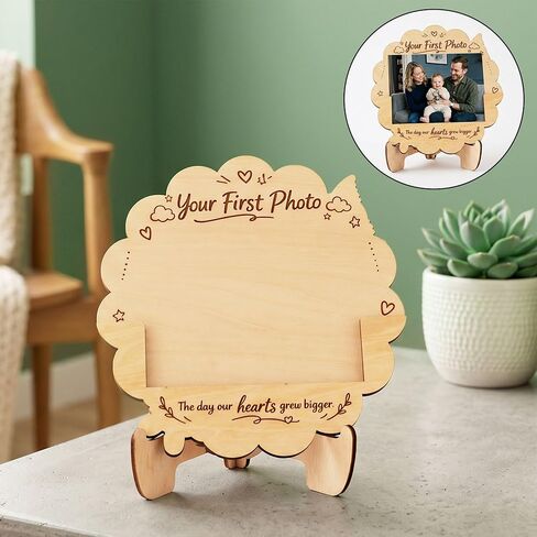 Baby Announcement Sign, Hello World Newborn Sign, 3D Personalized Wooden Announcement Sign for New Baby, Custom Name Photo Prop for Hospital, Nursery Decor for Boy or Girl (Moon) in Saudi Arabia