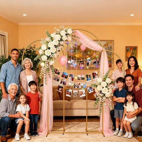Metal Arch Backdrop Stand 7.2FT+6.6FT+6FT: Wedding Arch Frame for Ceremony Balloon Arch Stand for Birthday Anniversary Wedding Party Baby Shower in Kuwait