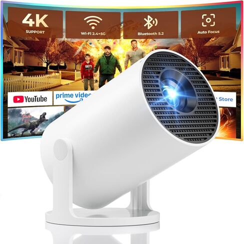 Mini Projector, Portable Projector with Wifi and Bluetooth, Built in Apps, Support 4K 1080P, 180° Rotation, Auto Keystone, Movie Projector Compatible With HDMI/USB/TV Stick/Smartphone/Laptop in Kuwait