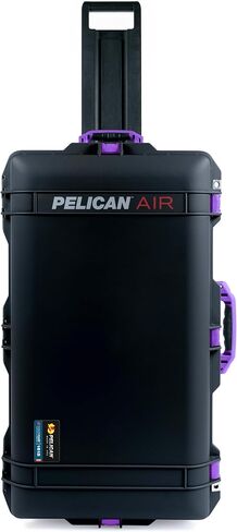 حافظة Air Pelican 1615 باللون الأسود بمقابض ومزالج أرجوانية. تأتي فارغة ومع عجلات. in Kuwait