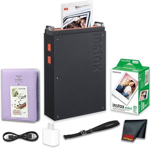 Fujifilm instax mini Link+ Smartphone Printer, Bluetooth Instant Photo Printer for Phones, 2 x 3 Inch Prints Bundle with Photo Album + Instax Mini Instant Film Twin Pack (White) 20 Photos in Kuwait