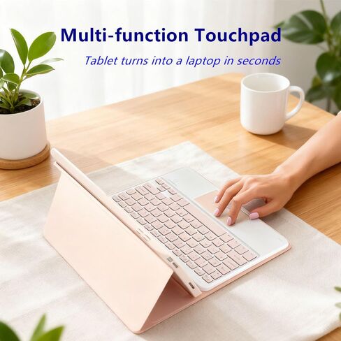 حافظة لوحة مفاتيح تعمل باللمس لجهاز iPad Air 11 بوصة M3 /M2/Air الجيل الخامس/ الرابع، غطاء نحيف مزود بإضاءة خلفية بـ 7 ألوان ولوحة مفاتيح بلوتوث قابلة للفصل مع حامل أقلام (أسود) in Kuwait