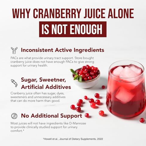 CranEaze®: Cranberry Juice Extract Plus D-Mannose – 36 mg PAC, 100% Soluble PAC - Supports Urinary Tract Health – Most Effective Cranberry Pills for Women, UTI Cranberry Supplement - 60 Capsules in Saudi Arabia