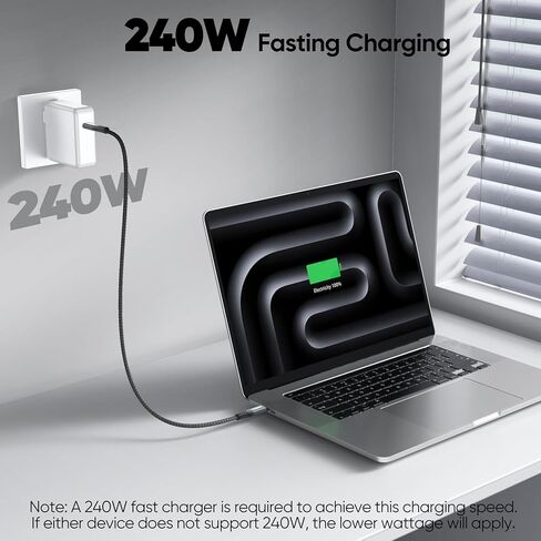 كابل بيانات USB C قصير 6 بوصة مع USBC 3.2 Gen 2 20 جيجابت في الثانية لنقل البيانات بسرعة عالية وشحن PD 240 واط وفيديو 4K@60 هرتز سلك USB-C إلى النوع C لمحطة إرساء بنك الطاقة SSD المحمولة للهاتف المحمول in Kuwait