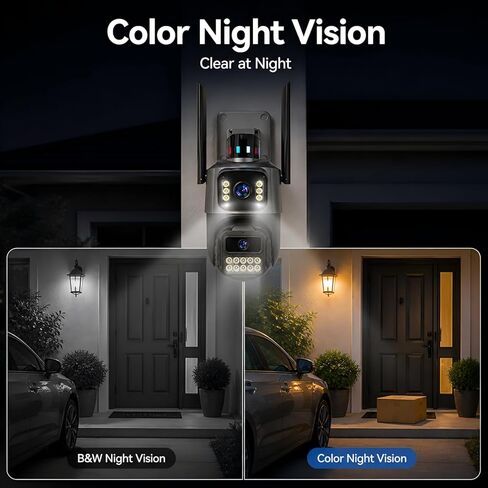 Outdoor Camera, Plug-in Security Camera Outdoor, Dual Lens PTZ 6MP, 6X Digital Zoom, Auto Tracking, Color Night Vision, 5G/2.4G Dual-Band WiFi, 2-Way Audio, IP66 Waterproof in Kuwait