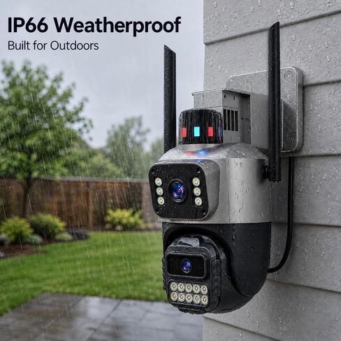 Outdoor Camera, Plug-in Security Camera Outdoor, Dual Lens PTZ 6MP, 6X Digital Zoom, Auto Tracking, Color Night Vision, 5G/2.4G Dual-Band WiFi, 2-Way Audio, IP66 Waterproof in Kuwait