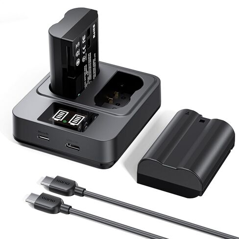 llano 2-Pack EN-EL15C Batteries & 20W Fast Charger Set for Nikon Z8, Zf, Z6III, Z7II, Z6II, D850, D780, D7500, D500 Cameras – Real Capacity Rechargeable Battery Kit in Kuwait