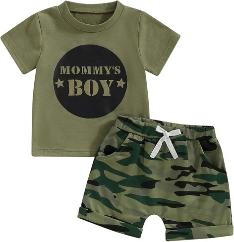 Douhoow Toddler Boy Summer Outfit Stripes Short Sleeve Mamas Boy T Shirt Shorts Pants Boys Festival Clothes in Saudi Arabia