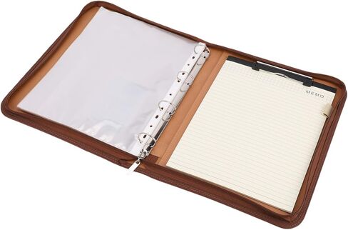 Eujgoov PU Leather Business Portfolio, Zippered Document Organizer with 10 Transparent File Folders and 30 Sheets Notebook, for 10.1 Inch Tablet Cards Pens Conference Meeting Law School in Kuwait