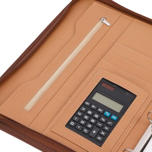 Eujgoov PU Leather Business Portfolio, Zippered Document Organizer with 10 Transparent File Folders and 30 Sheets Notebook, for 10.1 Inch Tablet Cards Pens Conference Meeting Law School in Kuwait
